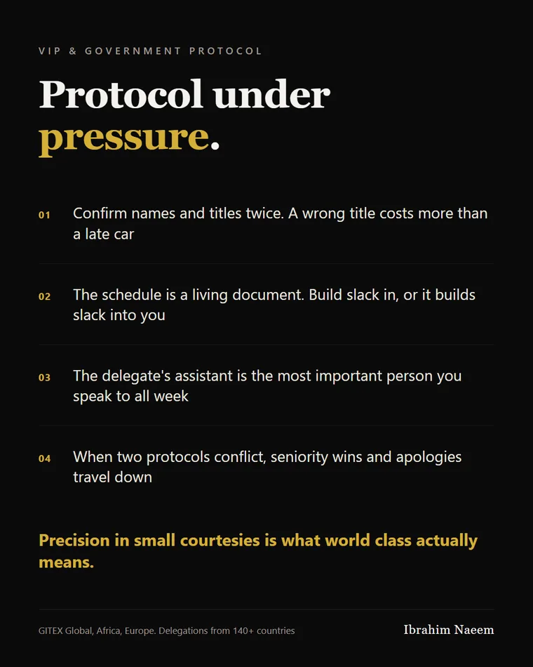 VIP & government protocol — Protocol under pressure.